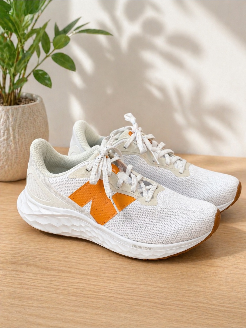 New Balance White and Orange Women's Running Sneakers